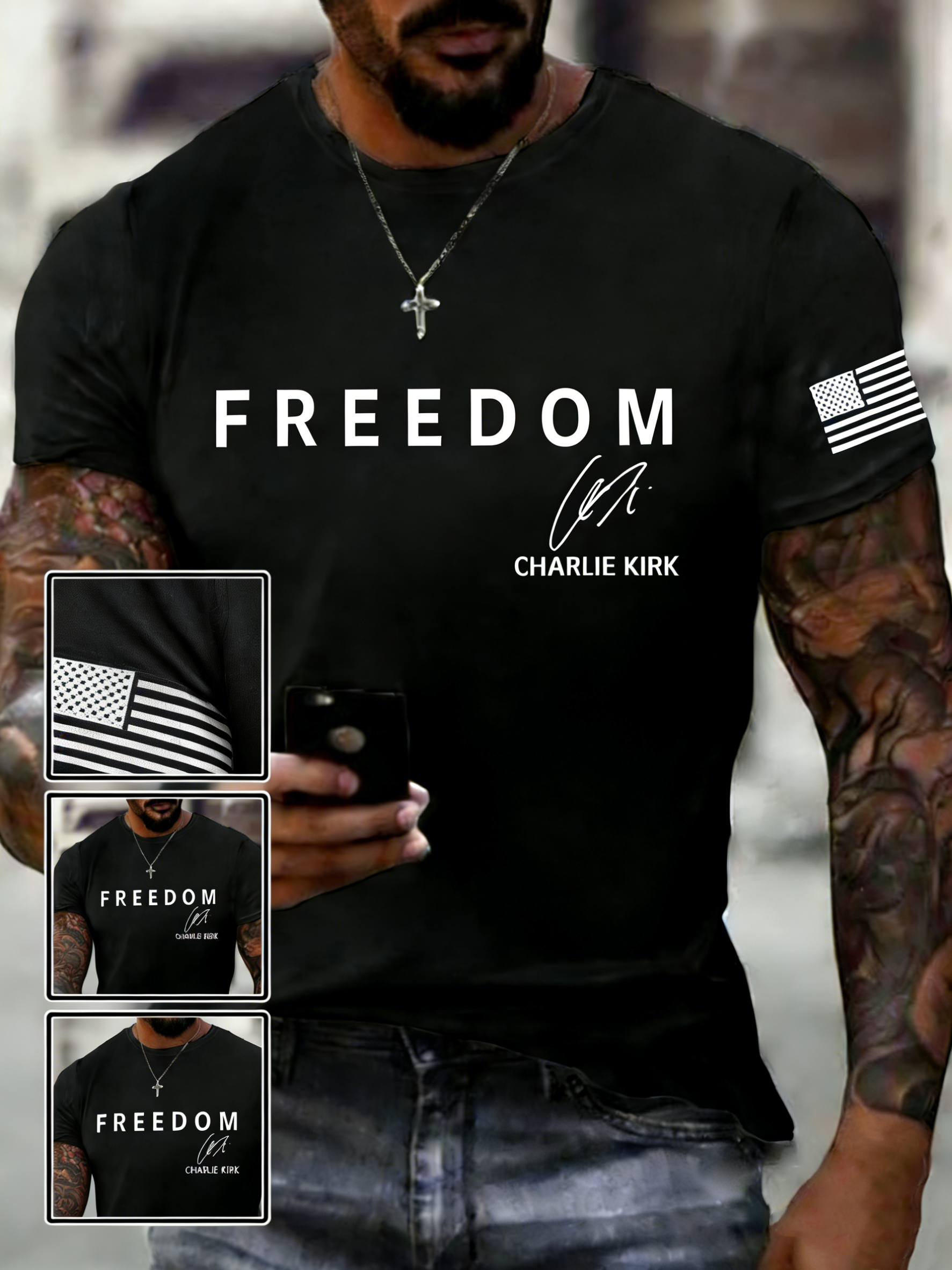 Men's Freedom Is Not Free R.I.P Charlie Kirk Short Sleeve T-shirt
