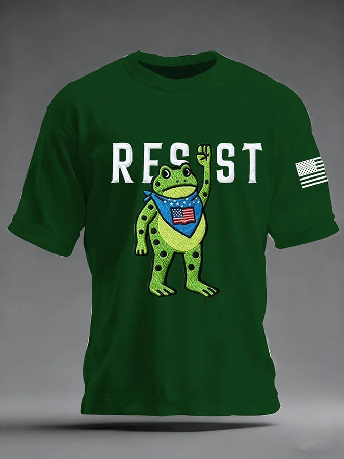 Men's Resist Frog Printed Round Neck T-Shirt