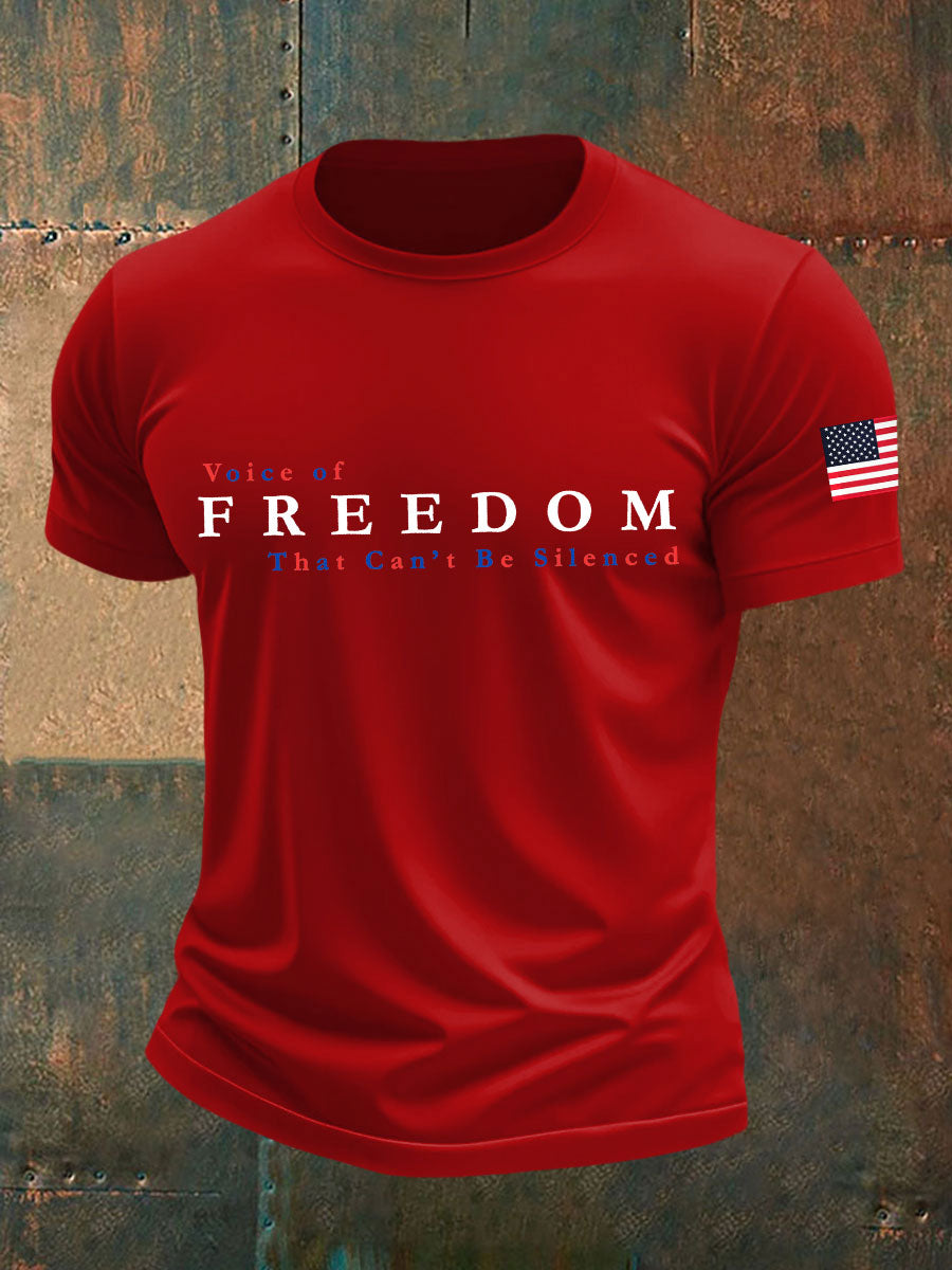 Men's Voice of Freedom Printed Casual T-shirt