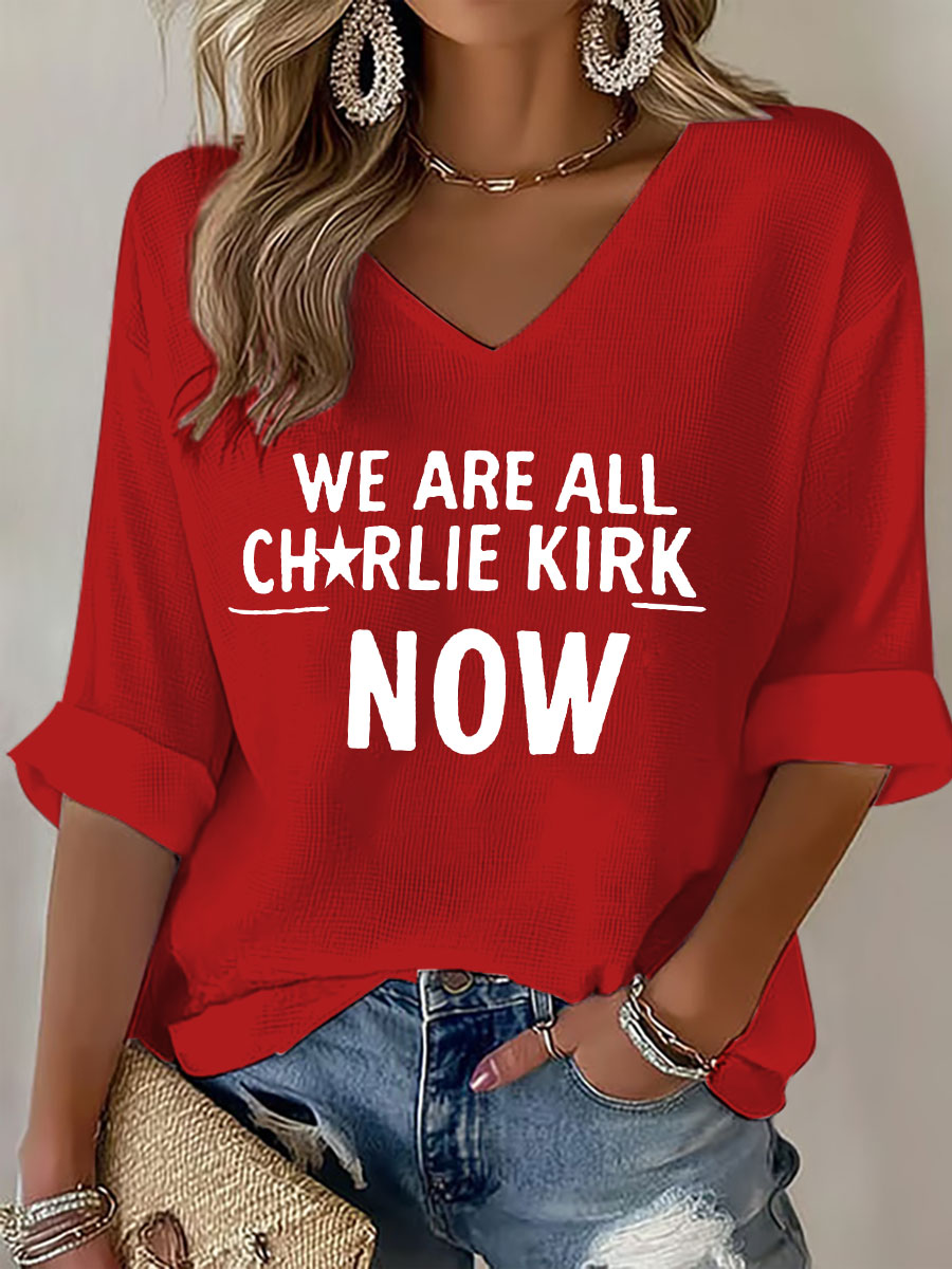 Women's Voice of Freedom Waffle Print Casual T-Shirt