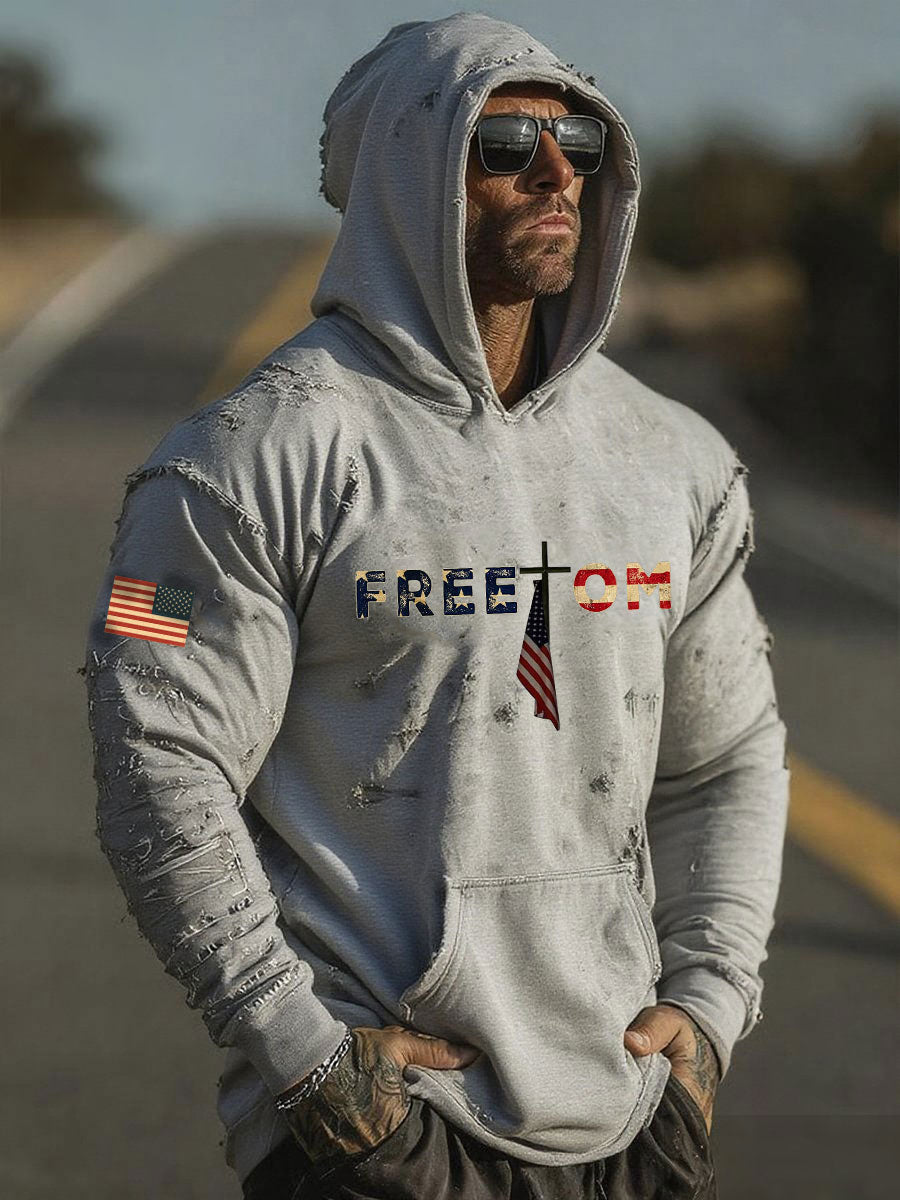 Men's Freedom Printed Casual Hoodie