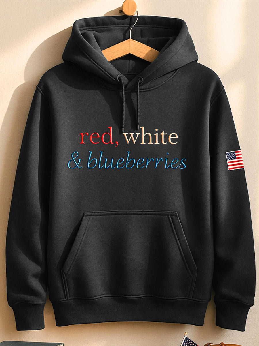 Unisex 'Red White & Blueberries' Loose Hooded Sweatshirt