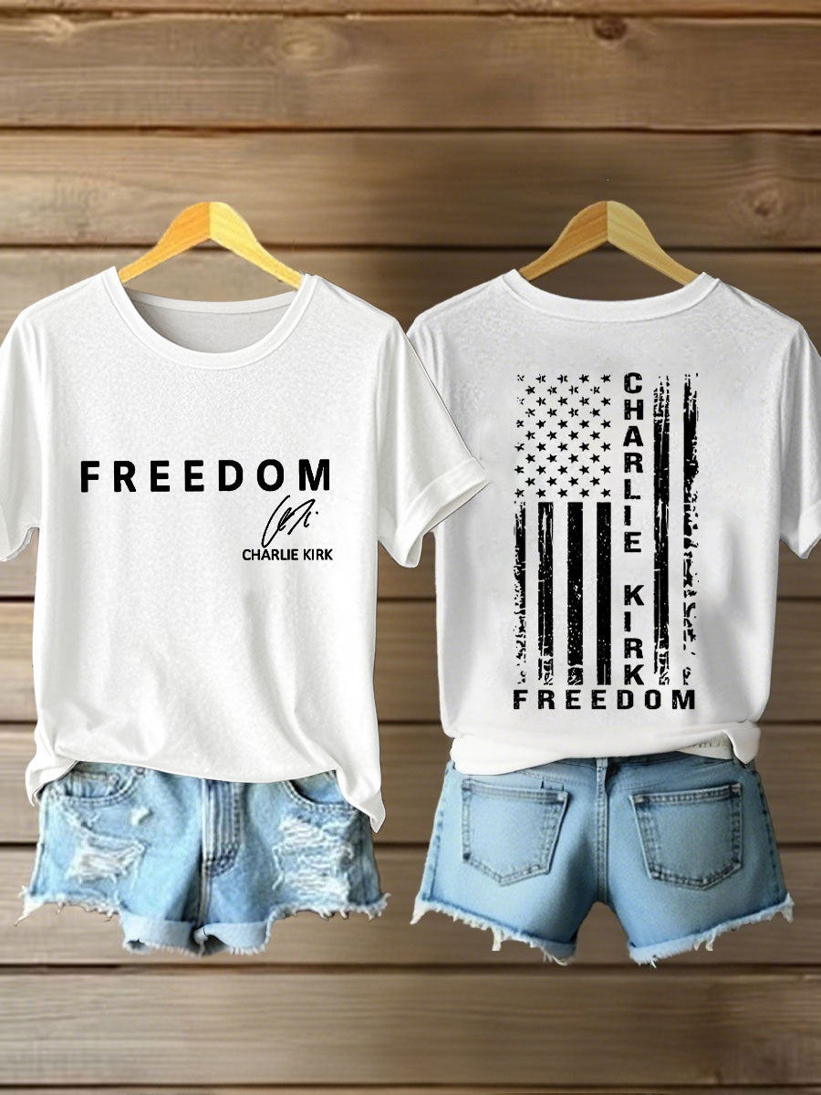 Women's Freedom Is Not Free This is the Turning Point R.I.P Charlie Kirk Print Short Sleeve T-Shirt