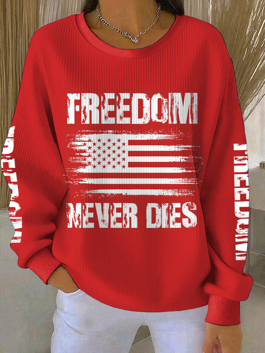Women's Charlie Kirk Freedom Printed Round Neck Long Sleeved Sweatshirt